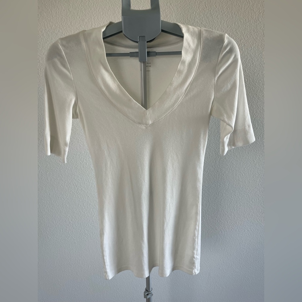 Express Classic White V-Neck Long Tee